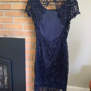 Navy blue open back formal dress